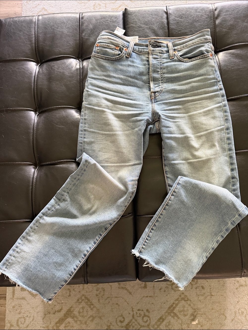 Levi's Light Blue Cropped Straight-Leg Jeans